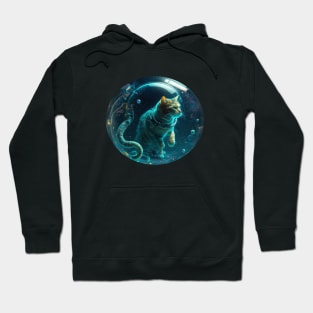 Cat inside a blue water bubbles Hoodie